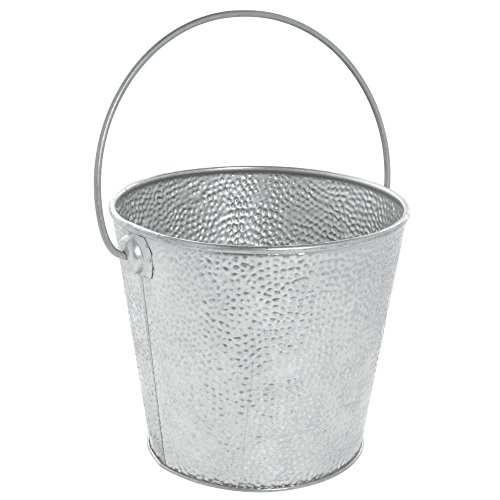 TableCraft GT87 Round Pail, 9.25" x 8.125" x 7", Galvanized Steel, 5 QT Capacity, Versatile for Beverage Tub, Wine Cooler, Snack Bucket or Centerpiece Use, Matte Pebble Texture, Hand Wa...