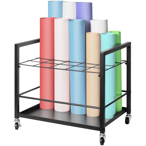 VEVOR Blueprint Storage Rack, 20 Slots Blueprint Holder with Wheels, Mobile Metal Blueprint Storage Cart for Map Poster Architectural Construction Plan, Roll File Organizer for Home, Office, School by VEVOR - Used condition - CA$42.14