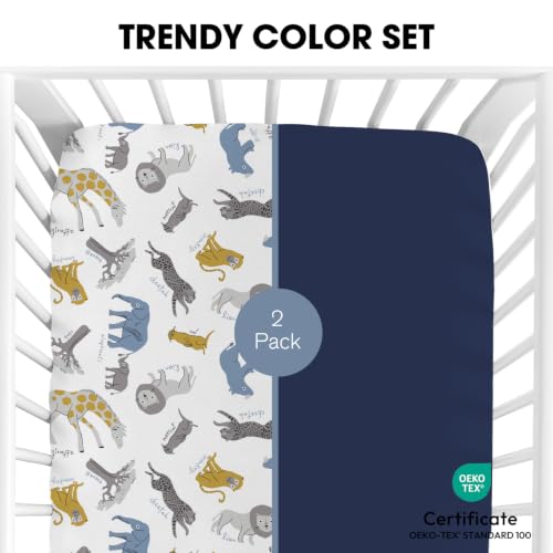 Image of Little Grape Land Crib Sheets 2 Pack, Fitted Crib Sheets 52 inchx28 inchx8 inch | For Standard Crib Mattress, Soft and Comfortable for Boys, Breathable & Easy Care