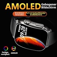 Poounur Smartwatch Herren, 2.01" HD AMOLED Curved-Display, Fitness Tracker – Ansicht 2