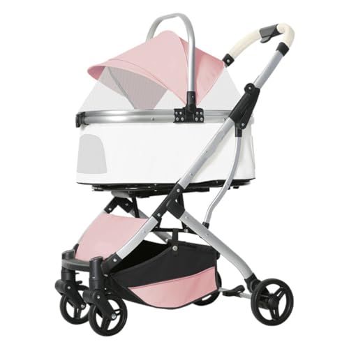 TOTIKI Carrito Mascotas Cochecito Plegable para Mascotas para Perros Pequeños Y Medianos, para con Transportador Desmontable, para para Viajes Accesorios(Pink)