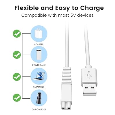 H2ofloss USB Charging Cable for Water Flosser, Compatible with Certain Portable Water Flossers that Utilize a 2-Round Pin Charging Interface