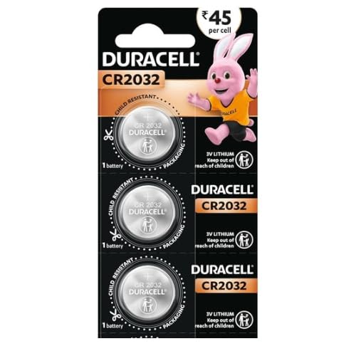 Duracell CR2032 Lithium Coin Battery, Pack of 3, Specialty Devices, Child Resistant Packaging, Electronic car Keys, Scale