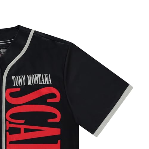 Scarface Tony Montana Men's Jersey - Mesh Button Down Baseball Jersey Movie Retro Fashion Top4