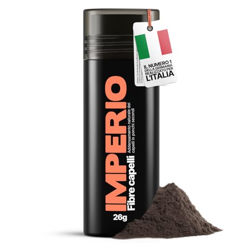 IMPERIO Fibre capelli - per l'infoltimento dei capelli per capelli più spessi e pieni in pochi secondi. Nasconde la caduta dei capelli nelle donne e negli uomini. 100% naturale. 26g (castano scuro)
