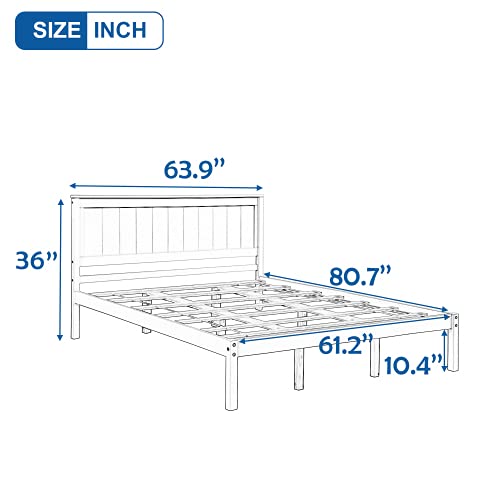 P Purlove Wood Platform Bed Queen Size Bed Frame With Headboard For Living Room No Box Spring Needed,Espresso #TOP2