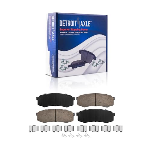 Image of Detroit Axle - 4pc Brake Pads for Toyota 4Runner FJ Cruiser Sequoia Lexus GX460 GX470, 4 Front and Rear Ceramic Brake Pads Replacement : 5.3 inch Inch Front Brake Pad Length