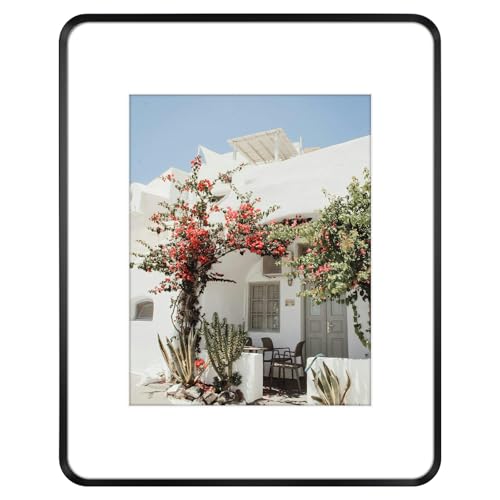 Golden State Art 16x20 Aluminum Picture Frame Black - With Round Corners - With Mat for 11x14 Photo or Without Mat for 16 x 20 Photo - Real Glass - Matte Design - Home Decor for Wall Display