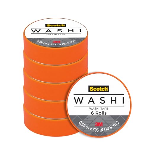 Cinta Washi Scotch naranja para fijar notas sin romper papel en manualidades