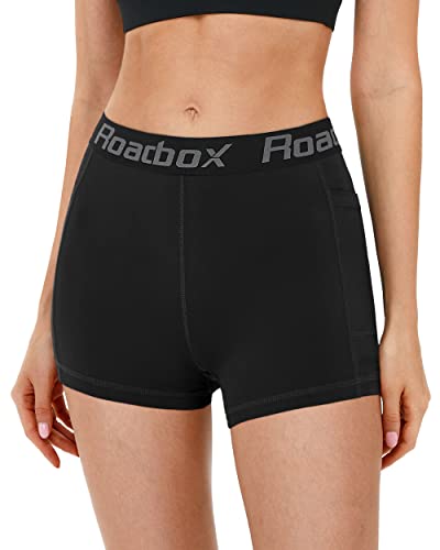 Roadbox 5'' Women's Volleyball Compression Shorts with Pockets, 3 Pack Spandex Workout Athletic Shorts for Running Gym Yoga2