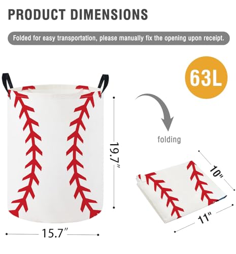 Image of Baby Laundry Hamper Basket Baby Hamper for Nursery Boy and Girl Cute Storage Bin Organizer Boho Room Decor(Baseball)