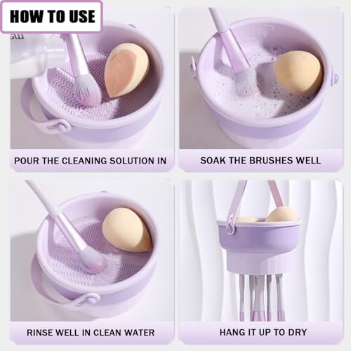 Cosmético Cepillo Almohadillas Limpieza Silicona - 3 in 1 Recipiente para Limpiador de Brochas de Maquillaje, Desmontable Portaescobillas Cosmético para Herramienta de Secado y Limpiadora - imagen 7