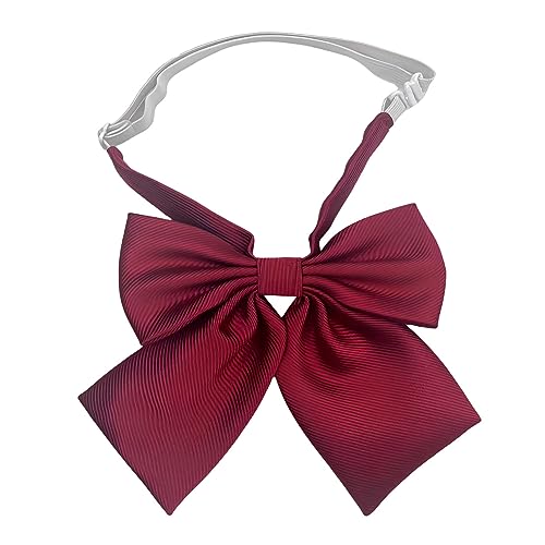 SEVENHEAD Bow Tie Red 1 pack Women's Uniform School Girl Pre-tied Adjustable Neck Strap Length Solid Color Double Layer