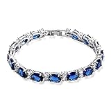 SELOVO Wedding Cubic Zirconia Bracelet Chain Link Silver Tone