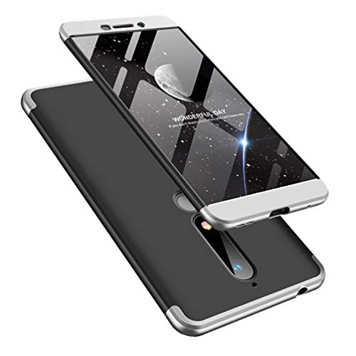 COTDINFORCA Nokia 6 2018 Case, 3 in 1 Ultra Thin Hard PC Case Premium Slim 360 Degree Full Body Protective Shockproof Cover for Nokia 6.1 2018. 3 in 1- Silver + Black