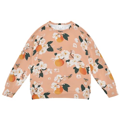 JUNZAN Cute Serviceberry Fruit Peach Kids Boys Hooded Sweatshirt Crewneck Boys Sweat Shirt Sports 4T