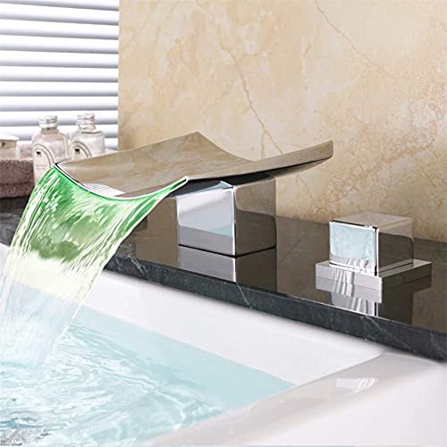Robinet LED cascade anti-éclaboussures pour évier et lavabo chrome
