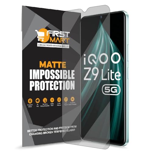 Image of FIRST MART Military-Grade Matte Tempered Glass for iQOO Z9 Lite and Vivo T3 Lite - 9H Screen Protector, Anti-Glare Protection, Scratch-Resistant, Bubble-Free (1 Pack)
