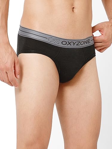 Image of OXYZONE Men's Modal Solid Brief with Sweat-Absorbent & Anti-Odour Fabric, Lightweight, Tag-Free, Breathable Innerwear with Outer Soft Waistband