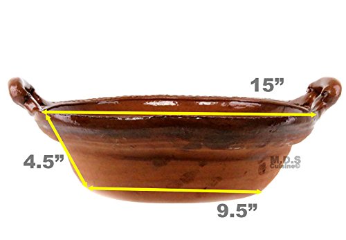 Cazuela De Barro 15" Brown Interior Finish Lead Free Mexican Casserole Clay Traditional Decorative Artisan Olla Artezenia #TOP4