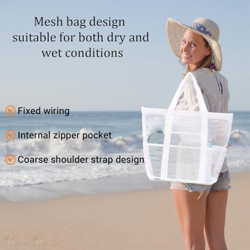 Mesh Beach Bag - Sandproof Zippered Large Tote with Multi-Pocket Organization | Waterproof Family Vacation Essentials2