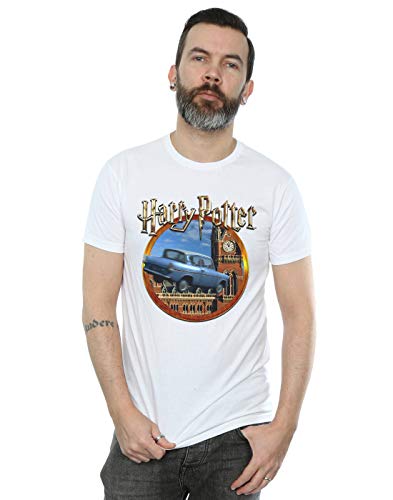 Harry Potter Men's Flying Car T-Shirt White XXXX-Large