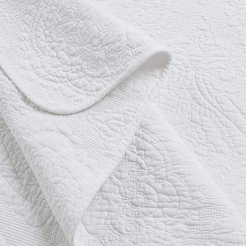 image for Cozy Line Home Fashions Bailee Matelasse Medallion Solid White 100% Co