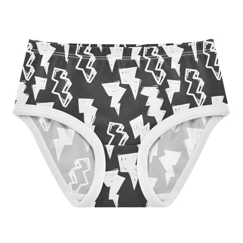 Little Girl Underwear Toddler Panties Kids Undies Black and White Lightning Soft Cotton Briefs 2T-8Y