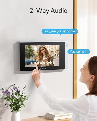 Image of TMEZON Wireless WiFi Video Doorbell Intercom System 2 Unit and Monitor Door Phone IP 4 Wire 7 Inch Entry 1080P Camera Night Vision,TUYA App Remote Unlock Door Release