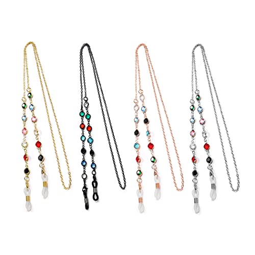 Borsgye Lot de 4 chaînes de lunettes en alliage avec perles Cover