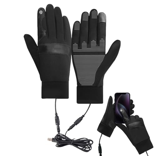 Dtaigou Beheizbare Handschuhe Touchscreen,beheizte elektrische Handschuhe - Motorrad-Reithandschuhe - Touchscreen-Winter-Handschuhe, Winddicht, wasserdicht, warm, wasserdichte