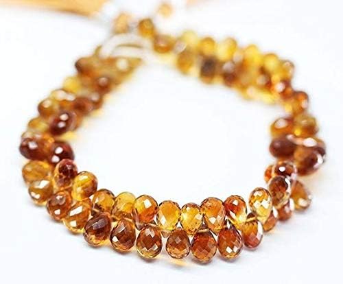 1 Strand Citrine Tear Drop Faceted 8'' Long Strand Gemstone Beads, Jewelry Supplies for Jewelry Making, Bulk Beads, for Meditation Jewellery Gemstone Size 7mm to 9mm