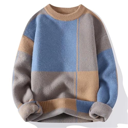 Men's Plaid Sweater Harajuku Thick Warm High Collar Pullover Christmas Sweater3