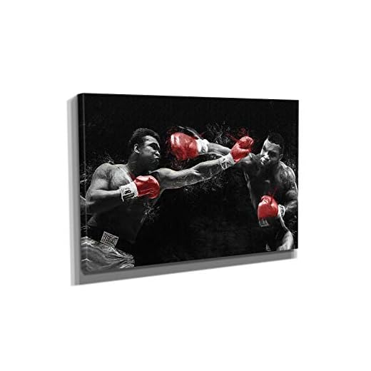 FENIN Mike Tyson vs Muhammad Ali Poster Boxing Painting Hand Made Posters Canvas Print Wall Art Home Man Cave Gift Decor (45"x30" Ready to Hang)
