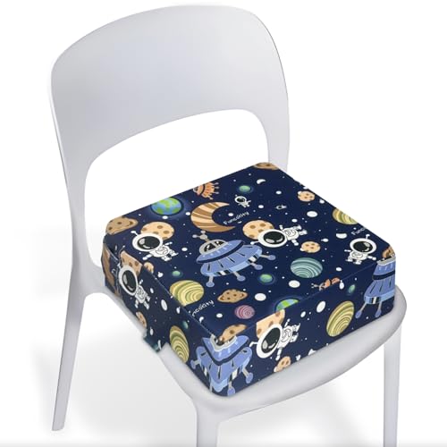 Image of Toddler Booster Seat for Dining Table, Portable Booster Seat for Kitchen Chair, 4 Inch High-Density Foam Cushion with Adjustable Safety Straps and Non-Slip Bottom, Perfect for Kids Travel and Daily