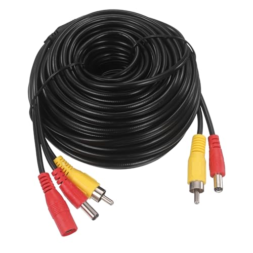 Cable de alimentación CC y video RCA de 15m con blindaje premium contra interferencias