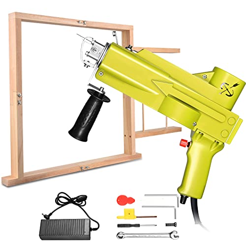 FancyBant Cut Pile and Loop Pile Tufting Gun 2 in 1 Lemon-Yellow with Wooden Tufting Frame