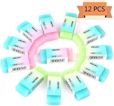 Xgood 12 Packs Portable Colored Cube Pencil Flexible Rubber Erasers Soft Durable Gift Eraser for School,Office,Kids,Girls