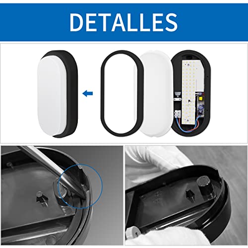 Apliques pared impermeable ovalada ANWIO 4000K para pasillo garaje y taller 4