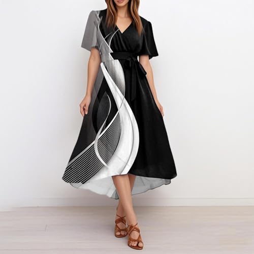 Spring Summer Chiffon Midi Dresses for Women 2025 Elegant Classy Wedding Guest Floral Formal Cocktail Prom Dress