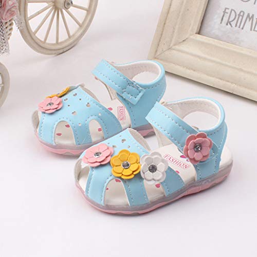 Unisex Baby Boys Girls Sneaker Infant Flowers Kids Baby Girls Luminous Sandals Toddler Shoes Baby (Blue, 6.5 Toddler)3