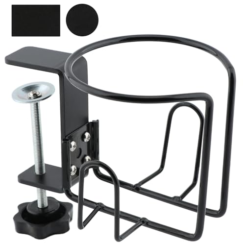 Jaeskeclip Desk Cup Holder,Desk Cup Holder Clamp,Cup Holder for Desk,Adjustable and Durable,Clip on Table,Gaming Table or Standing Desk