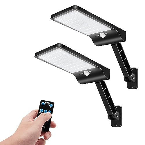 COLBOR Lampe Solaire Extérieur, 56 LEDs Lumiere Solaire avec Détecteur de Mouvement 3 Modes Réglables IP65 Étanche Puissant avec Télécommande (Noir),...