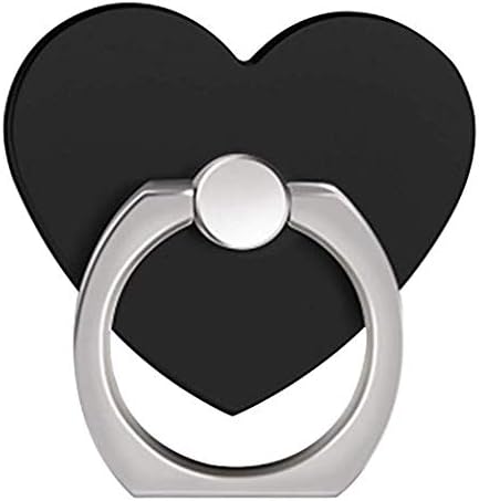 ISKIP Heart-Shaped Phone Ring Holder, Universal Phone Stand, 360° Rotation Finger Ring Grip for iPhone, Samsung, Huawei and All Cell Phone (Black)