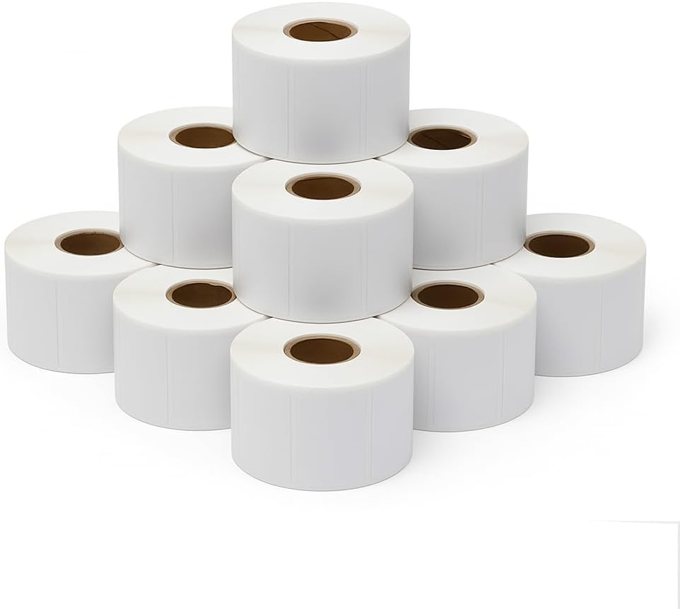 Direct Thermal Labels Roll 2-1/4" x 1-1/4",10 Rolls(10,000 Labels),Compatible with Zebra, Rollo,Eltron &TSC Label Printer,Strong Adhesive Perforated shipping labels for Packages, Barcodes & Office Use