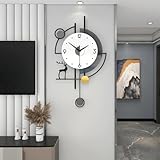 HUIBBGO Orologio da parete grande in metallo, decorativo, a metà secolo, silenzioso, senza ticchettio, ideale per soggiorno, camera da letto, sala da pranzo e ufficio.