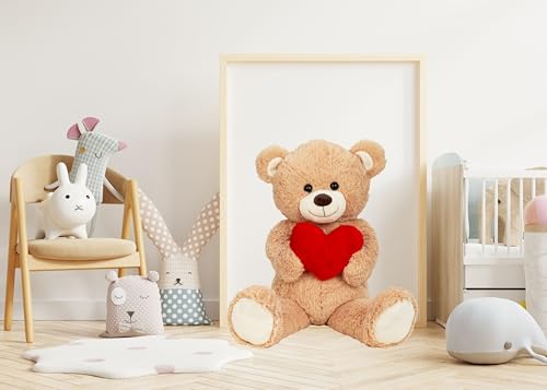 Lifestyle & More Riesen Teddybär Kuschelbär XL100 cm groß braun mit Herz Plüschbär Kuscheltier samtig weich