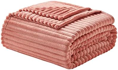 Nestl Misty Rose Fleece Blanket – Bed Blankets Queen Size, Lightweight Fuzzy Blanket, Super Soft Blanket, Queen Size Blanket for Bed, Cut Plush Blanket, 90 x 90 Inches Warm Cozy Queen Blanket