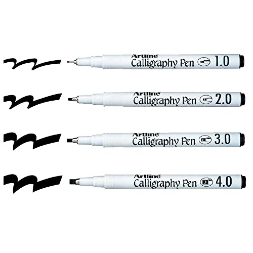 Artline Calligraphy Pen, Black 4 Pack