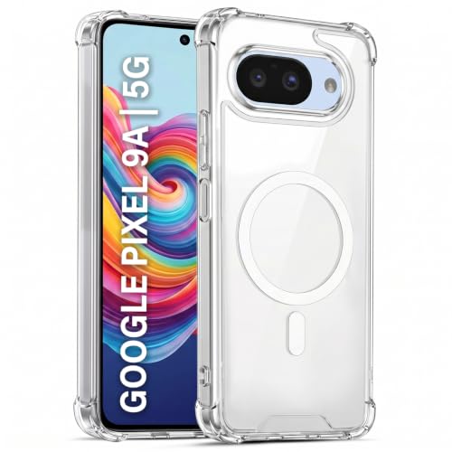 Image of TRUEUPGRADE Back Cover for Google Pixel 9A Non Mag-Safe Transparent PC + TPU Bumper Case with Magnetic Print Shockproof Protection (Transparent Mag-Safe)